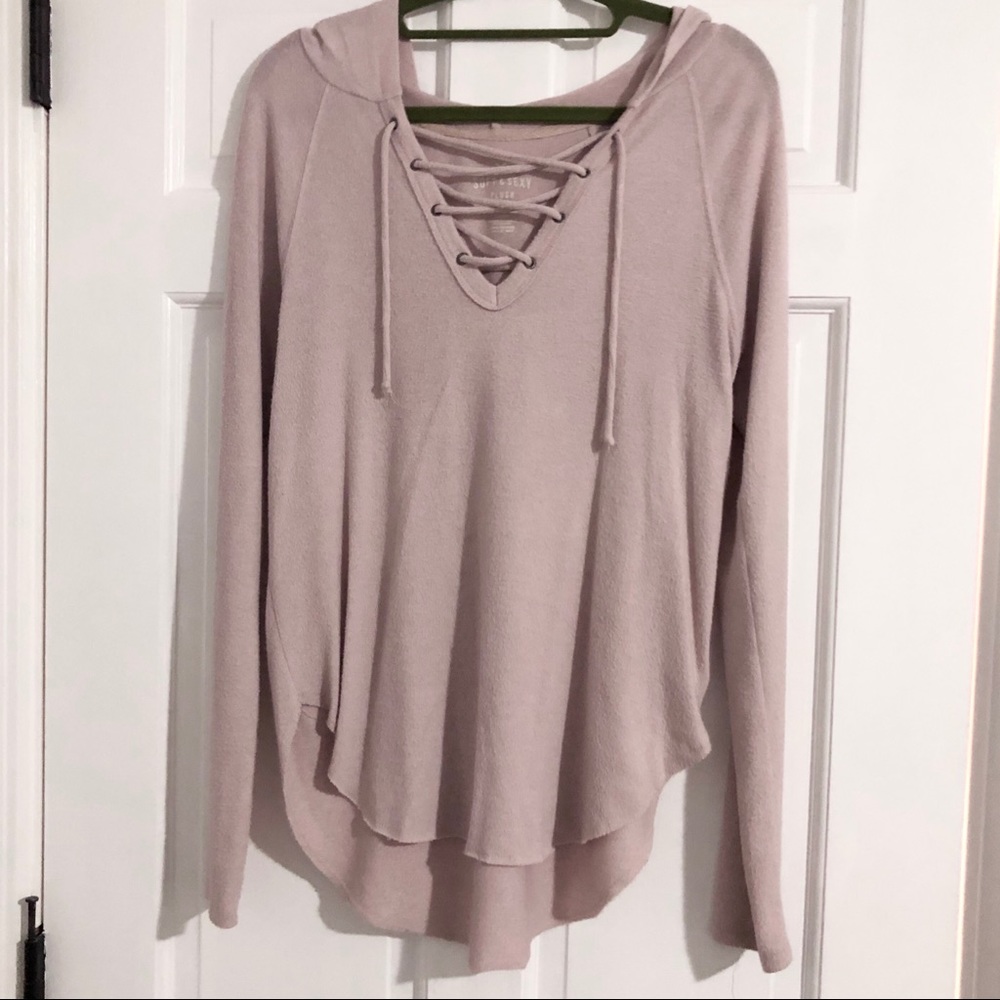 Pink Lace-Up Sweater | American Eagle